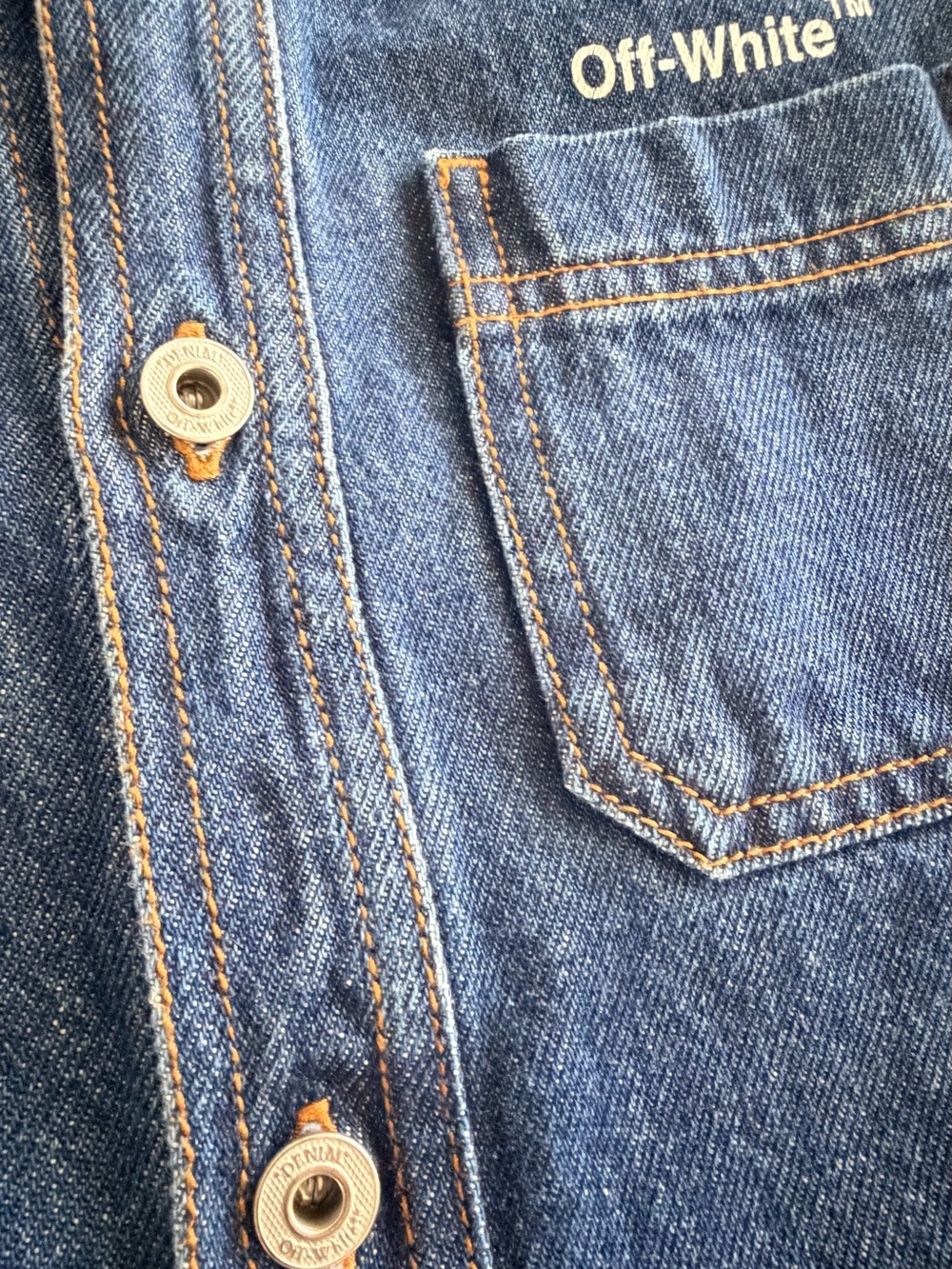 Off-White Kids' Logo Denim Shirt Jacket In Medium Blue 10y - Picture 5 of 8